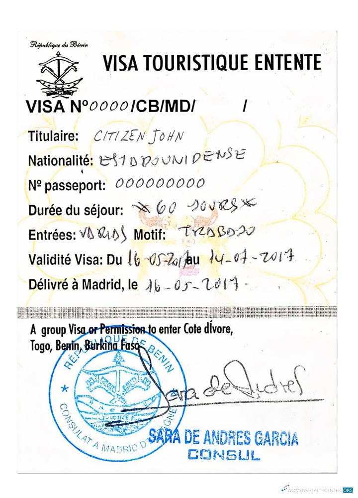 Download COTE D'IVOIRE, TOGO, BENIN, BURKINA FASO tourist visa Photoshop template